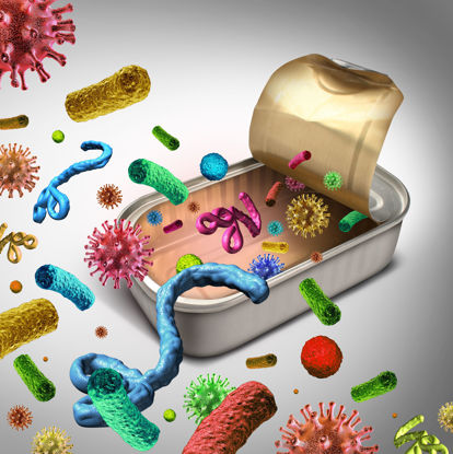 graphic of opened tin with representations of germs