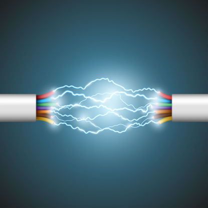 depiction of electric current moving through cable