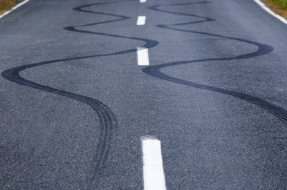 skid marks on the road