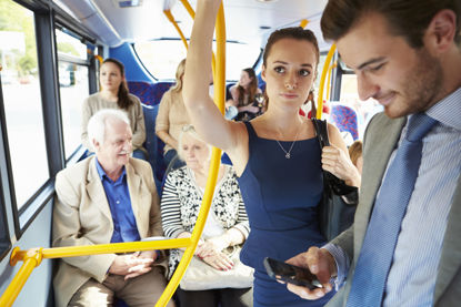 passengers on a city bus